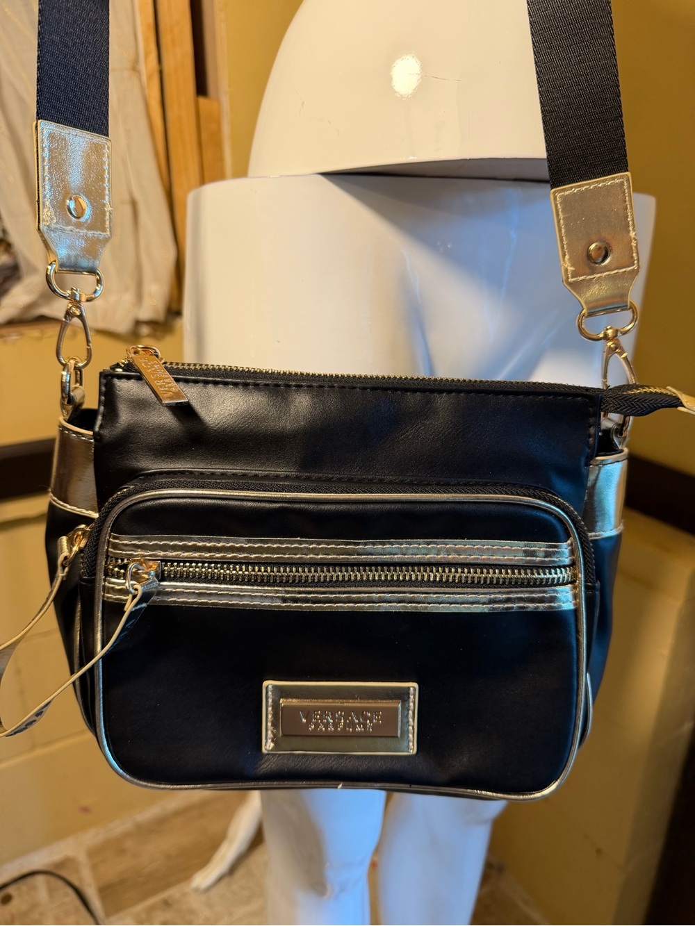 Versace Black Crossbody Bag with Gold Hardware - Picture 2 of 8